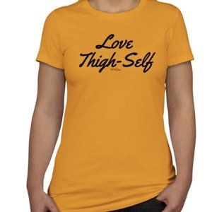 Love Thigh-Self Women’s Fitted Fitness T-shirt Gold Yellow